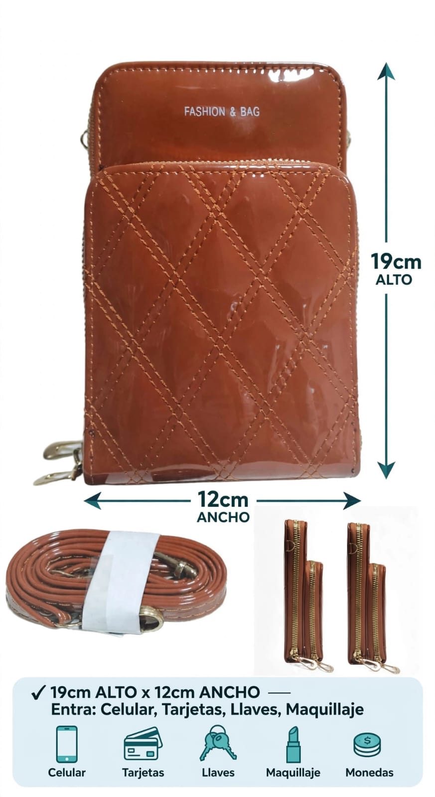 BOLSO CROSSBODY FASHION & BAG - CHAROL MARRÓN